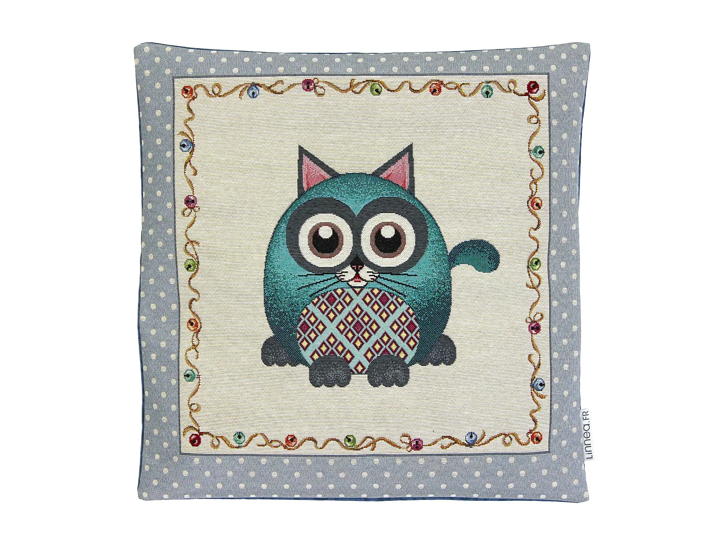 Housse de coussin 45x45 cm TASSO Chat polycoton acrylique