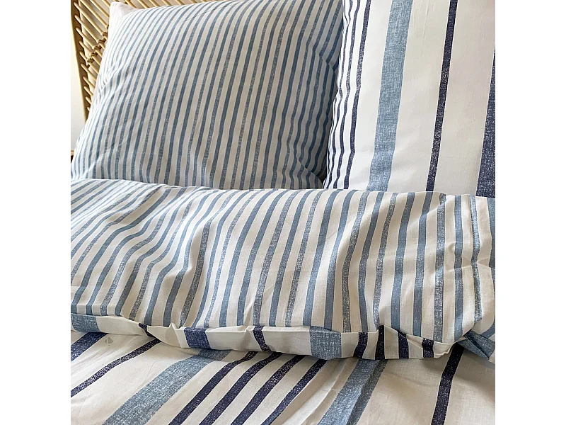 Parure de lit 240x220 cm coton + lyocell CALANQUE Bleu