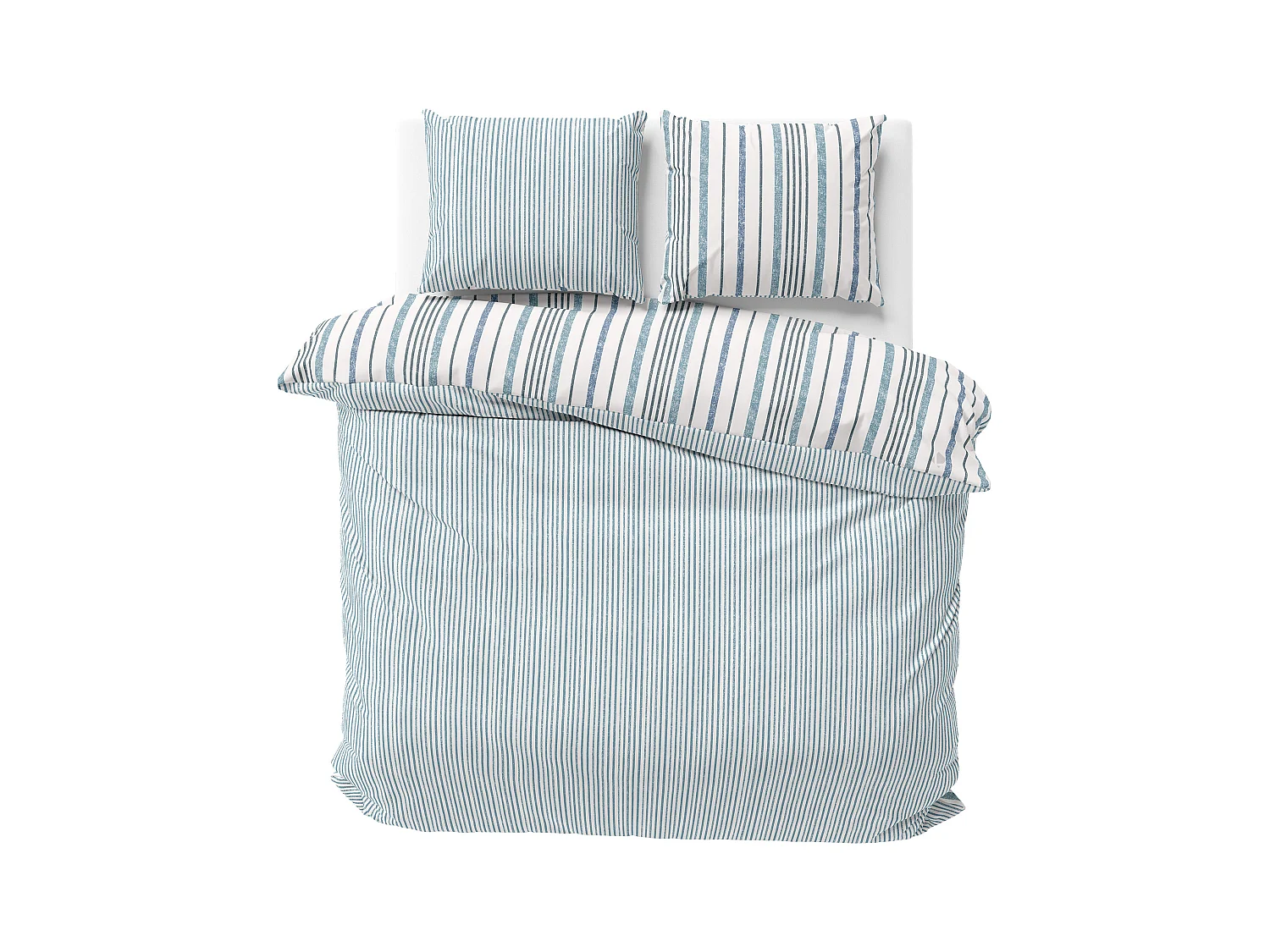 Parure de lit 240x220 cm coton + lyocell CALANQUE Bleu