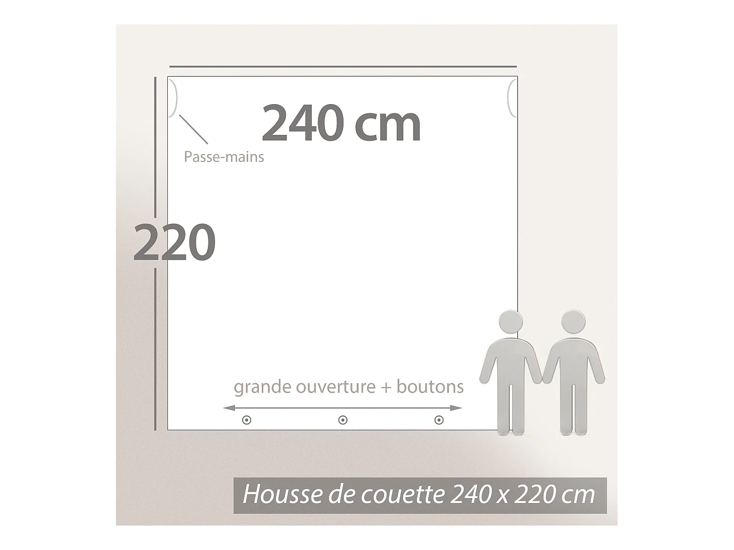 Parure de lit 240x220 cm coton + lyocell CALANQUE Bleu