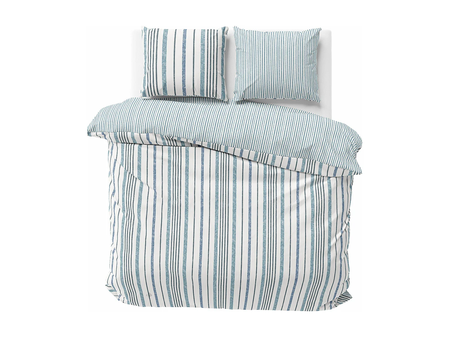 Parure de lit 240x220 cm coton + lyocell CALANQUE Bleu