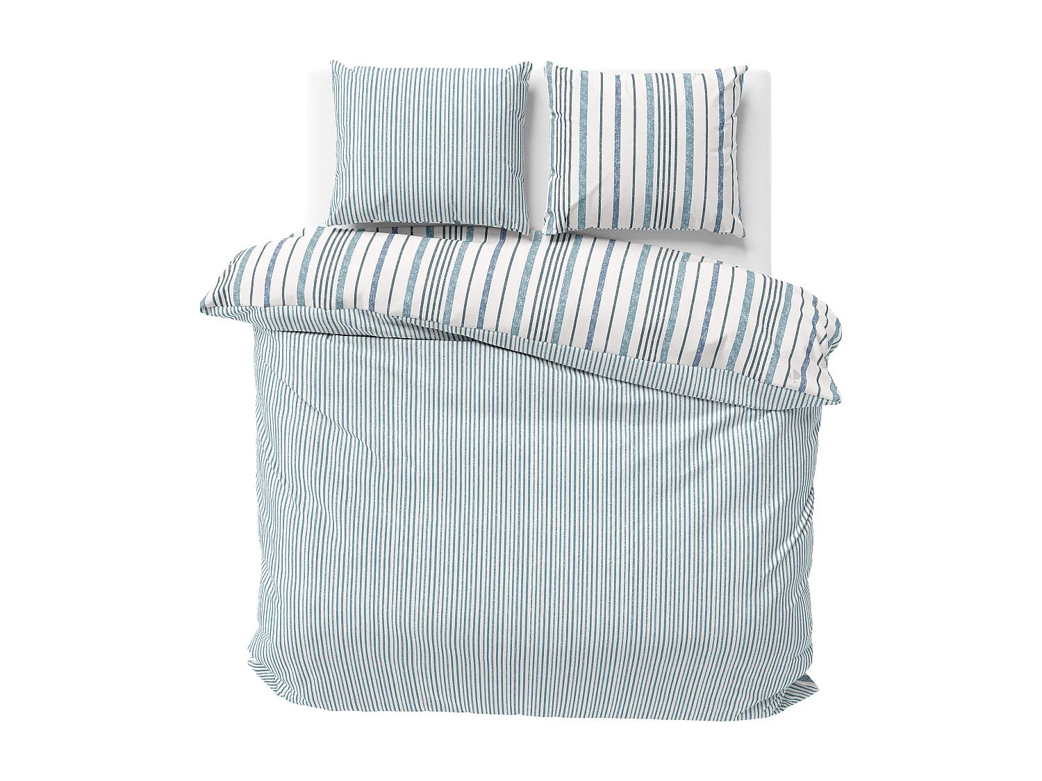 Parure de lit 240x220 cm coton + lyocell CALANQUE Bleu