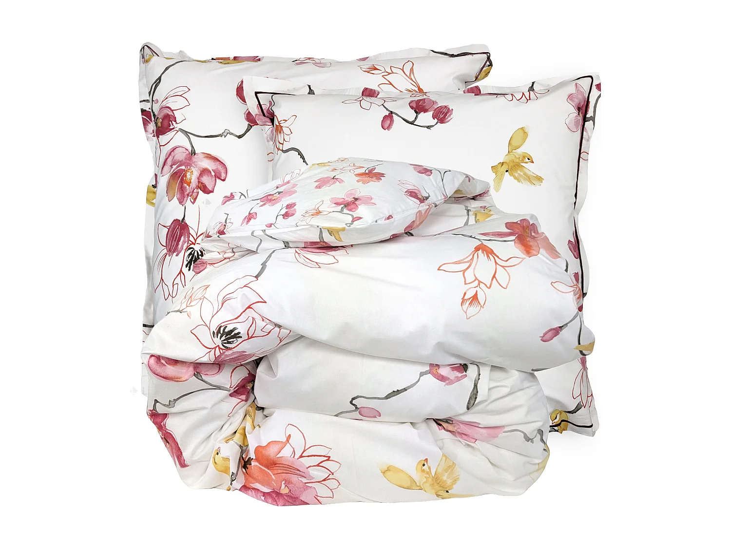 Parure de lit 140x200 cm percale coton ELISA Rose 2 pièces