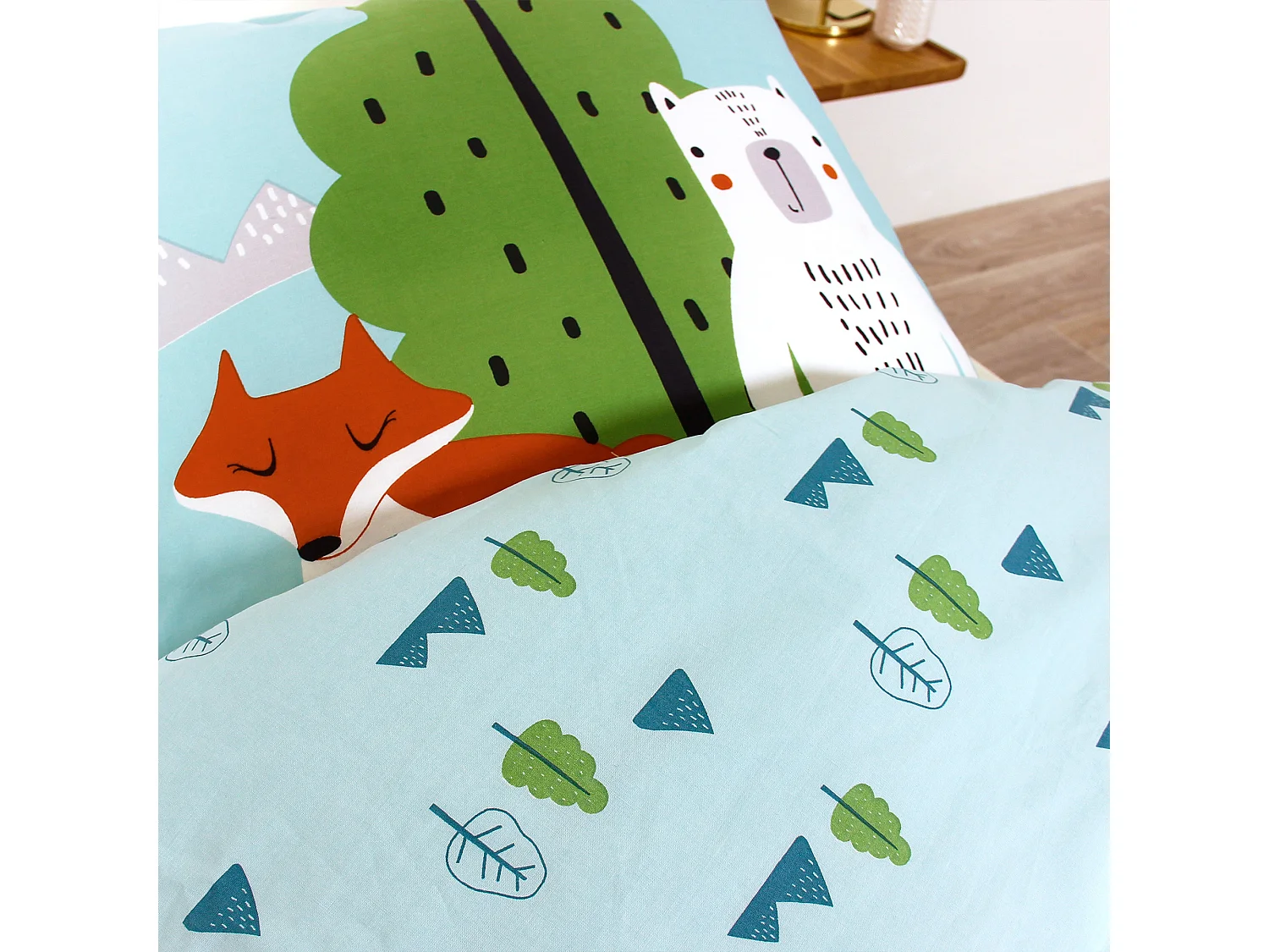 Parure de lit 140x200 cm coton biologique SAVE THE PLANET Bleu