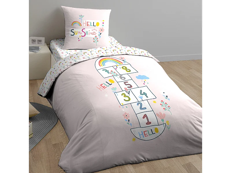 Parure de lit 140x200 cm coton biologique MARELLE Rose