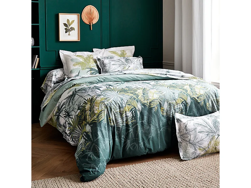 Parure de lit 140x200 cm percale coton TRINIDAD mousson