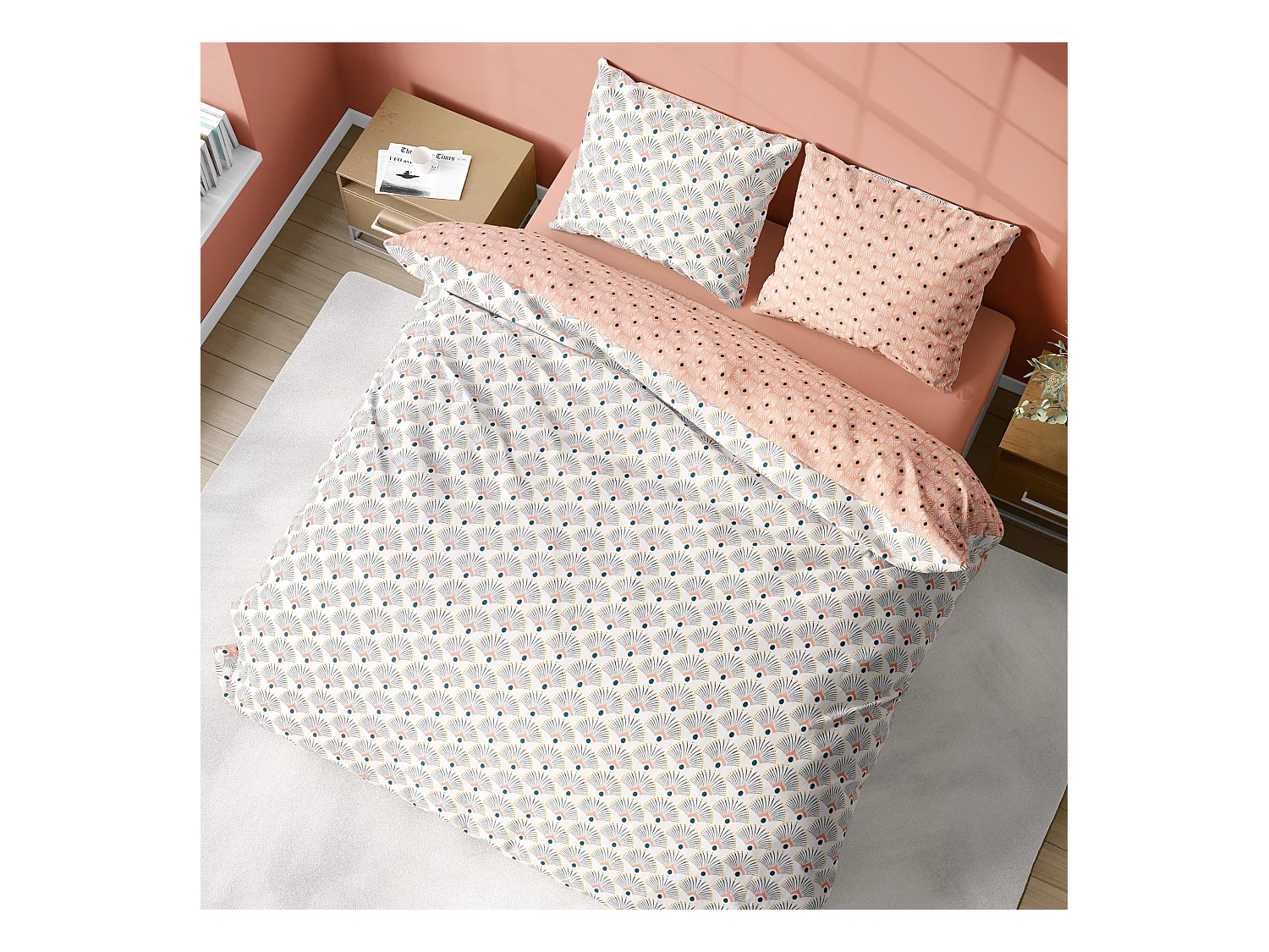 Parure de lit 240x220 cm coton biologique MILLE Blanc 3 pièces