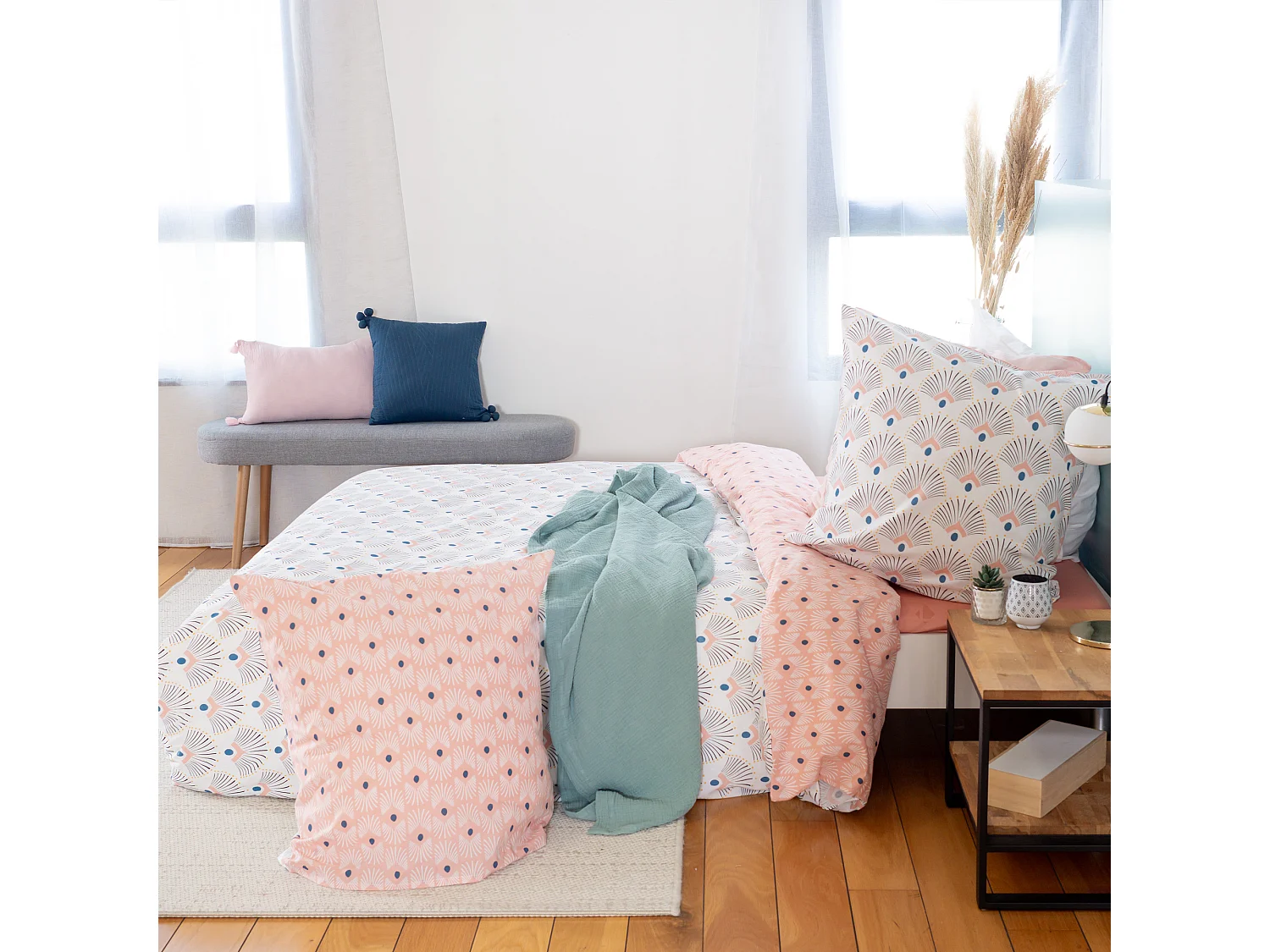 Parure de lit 240x220 cm coton biologique MILLE Blanc 3 pièces