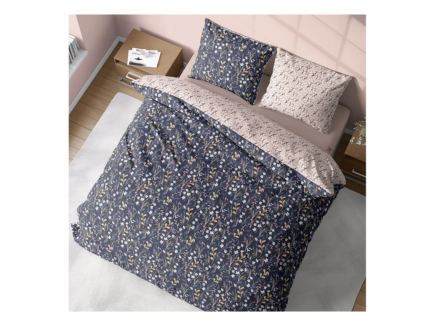 Parure de lit 240x220 cm coton biologique DOVE Bleu