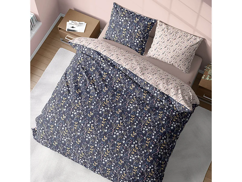 Parure de lit 240x220 cm coton biologique DOVE Bleu