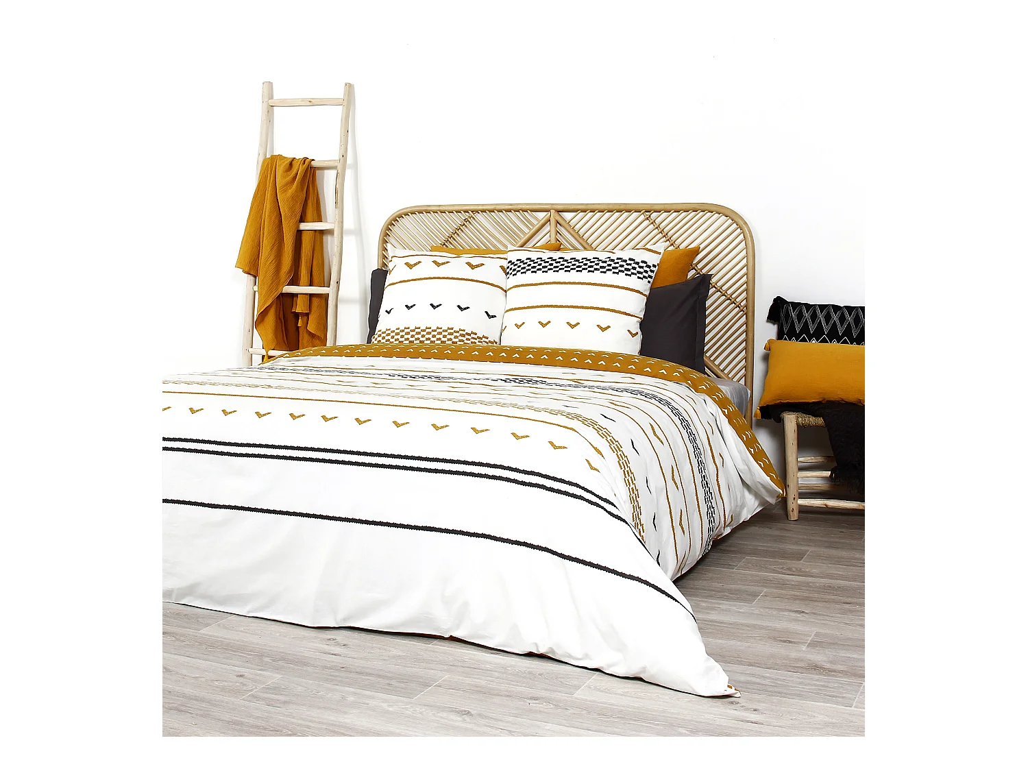 Parure de lit 260x240 cm coton biologique TAPIS Blanc