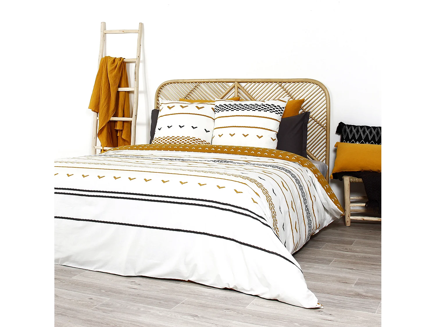 Parure de lit 260x240 cm coton biologique TAPIS Blanc