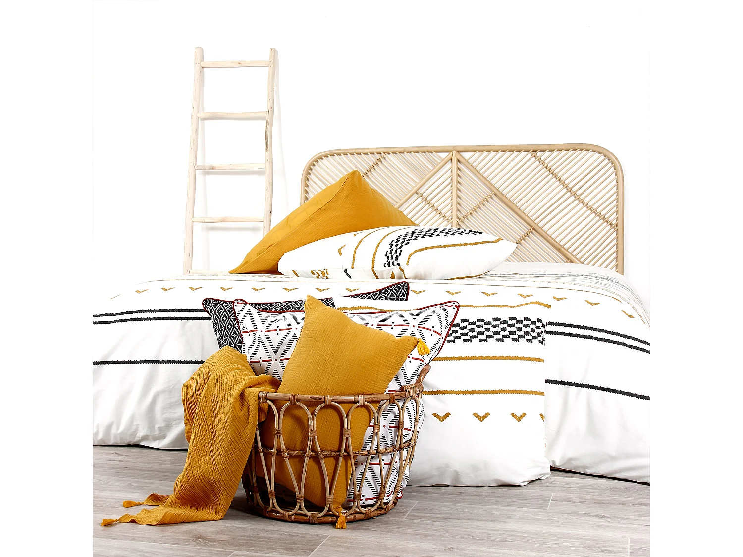 Parure de lit 260x240 cm coton biologique TAPIS Blanc