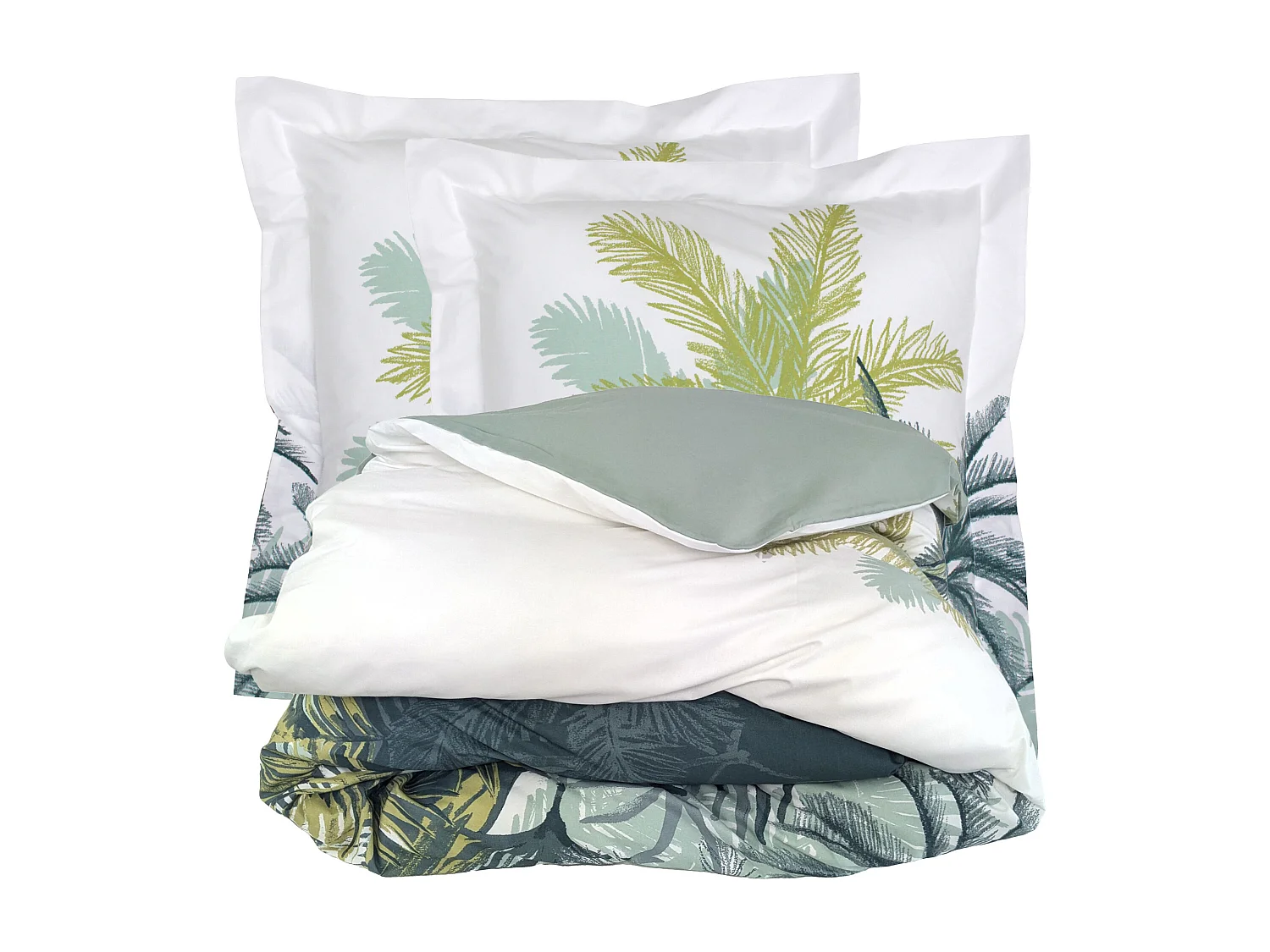 Parure de lit 280x240 cm percale coton TRINIDAD mousson