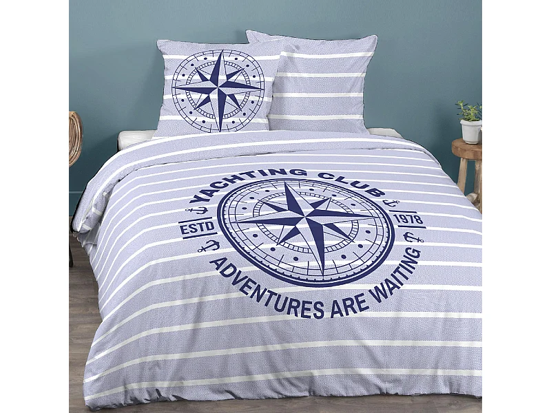 Parure de lit 240x220 cm coton biologique OCEAN Bleu