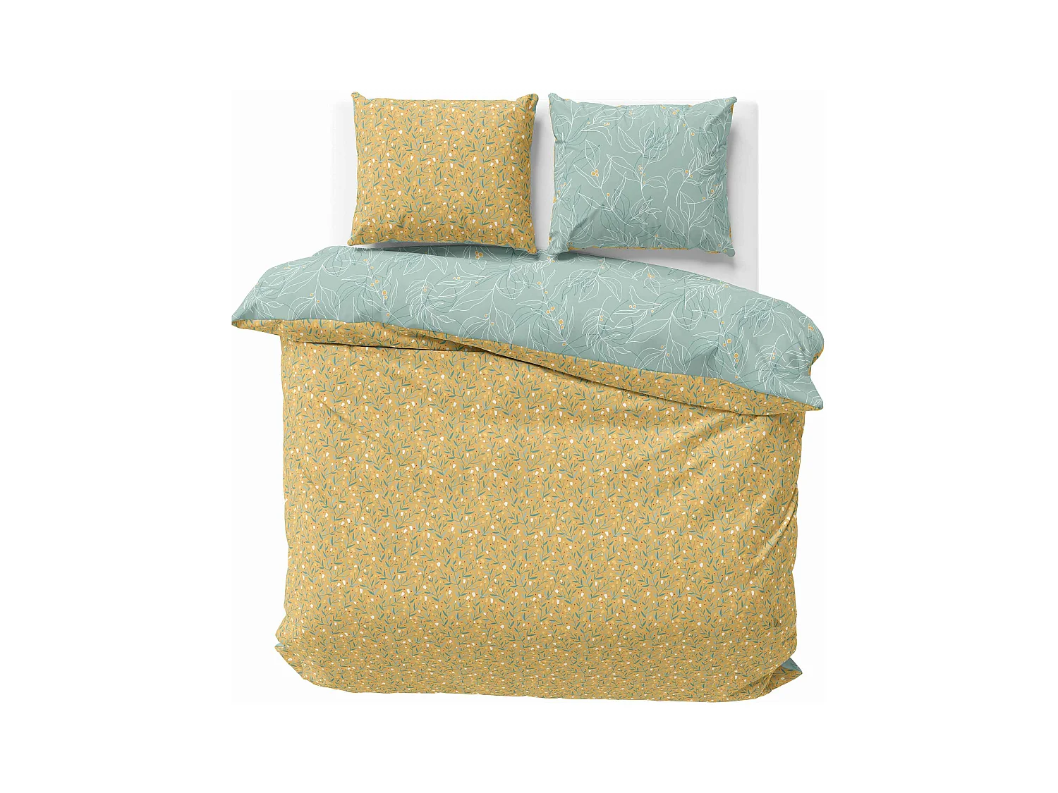 Parure de lit 240x220 cm coton biologique CHAMPA Vert