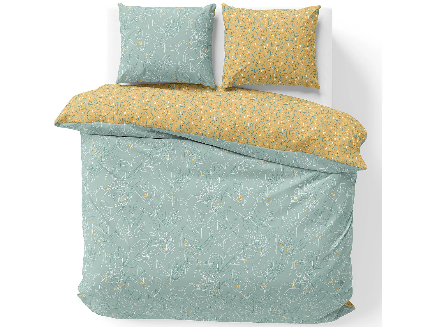 Parure de lit 240x220 cm coton biologique CHAMPA Vert
