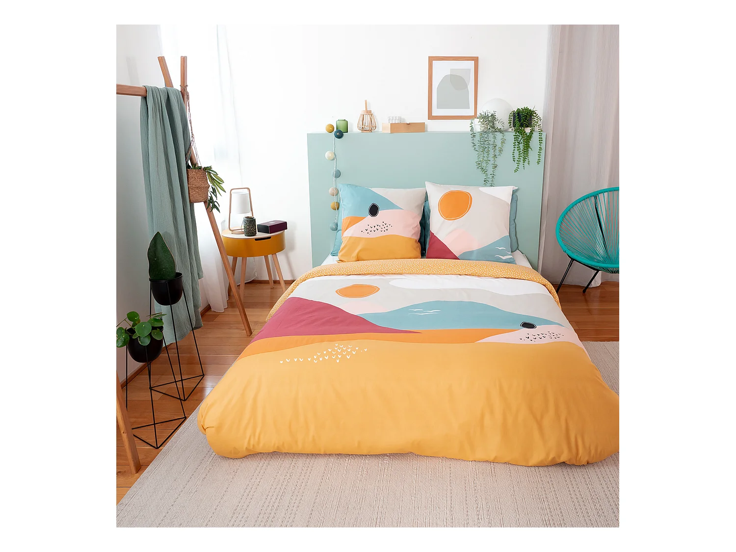 Parure de lit 240x220 cm polycoton VALLON multicolore 3 pièces