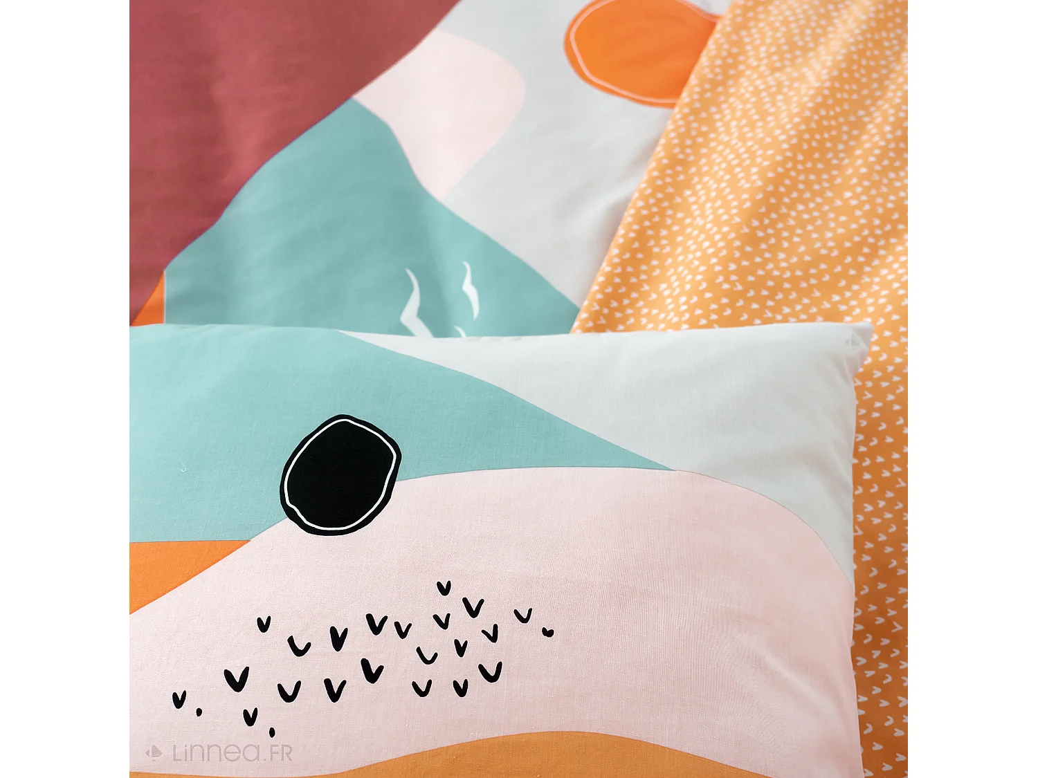 Parure de lit 240x220 cm polycoton VALLON multicolore 3 pièces