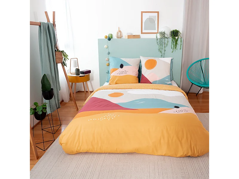 Parure de lit 240x220 cm polycoton VALLON multicolore 3 pièces