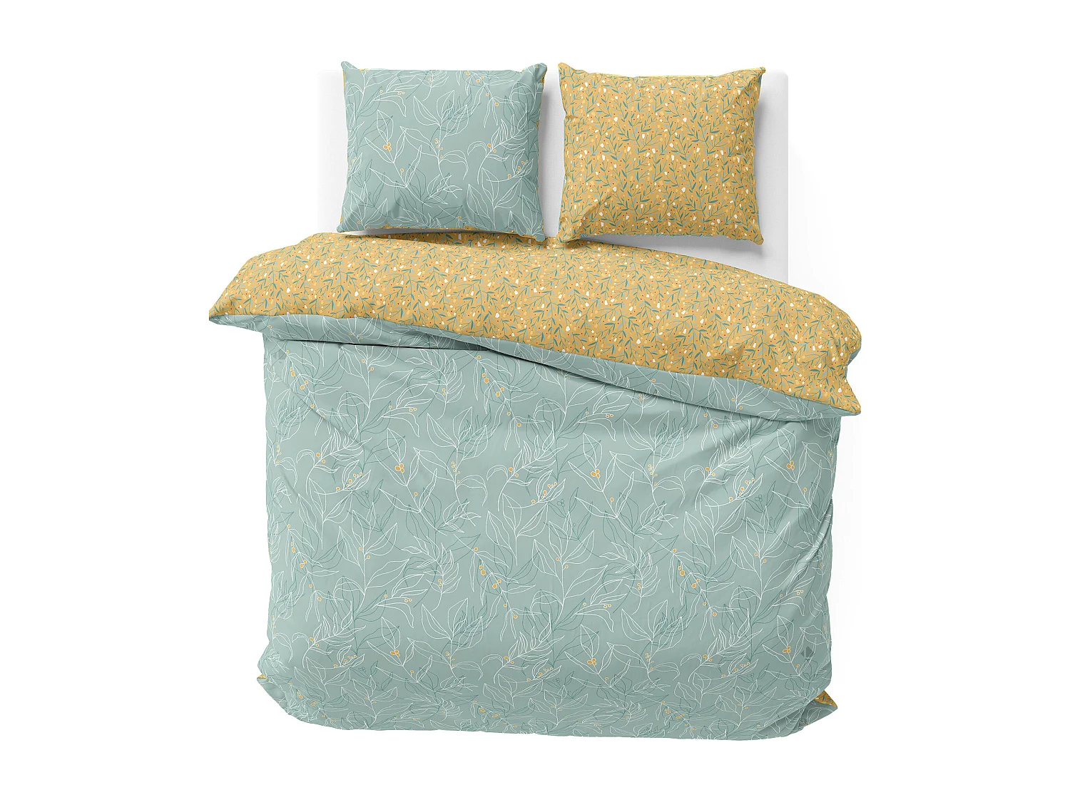 Parure de lit 260x240 cm coton biologique CHAMPA Vert