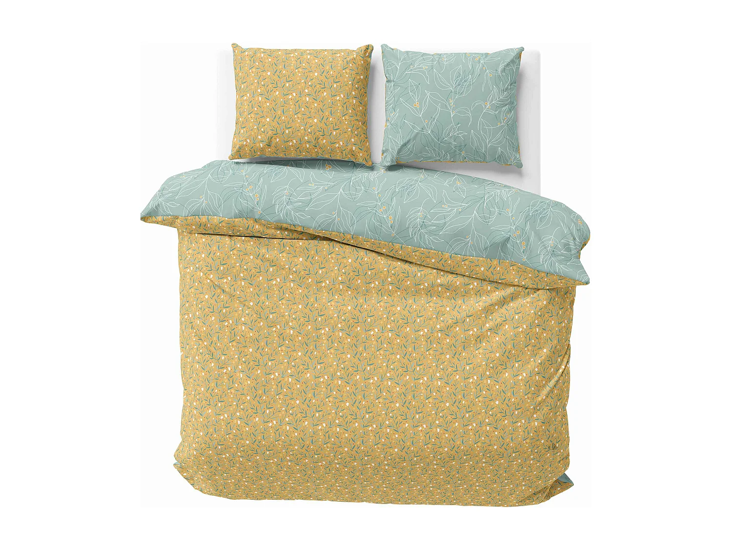 Parure de lit 260x240 cm coton biologique CHAMPA Vert