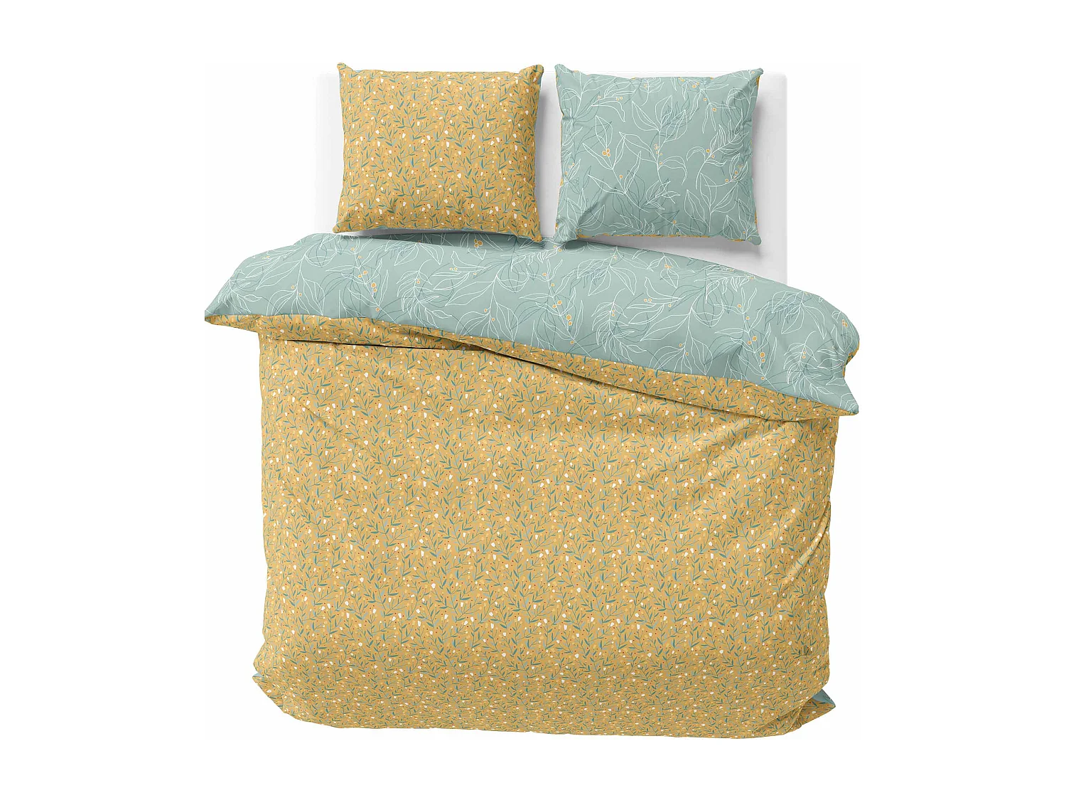 Parure de lit 260x240 cm coton biologique CHAMPA Vert