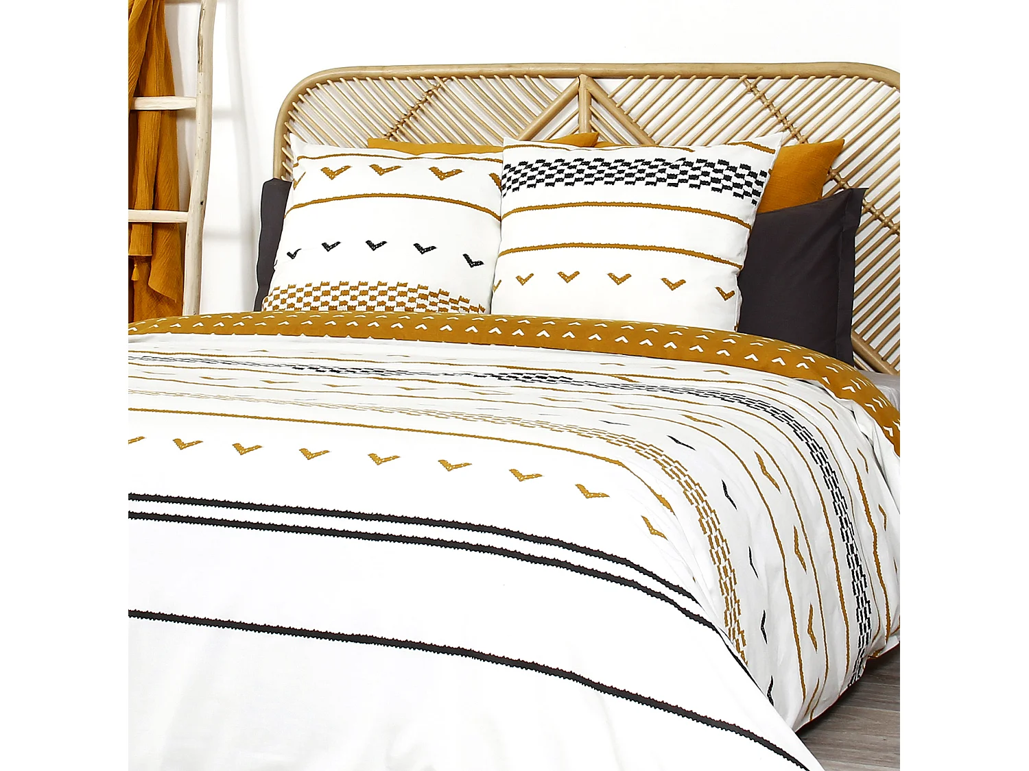 Parure de lit 240x220 cm coton biologique TAPIS Blanc