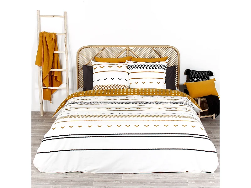 Parure de lit 240x220 cm coton biologique TAPIS Blanc