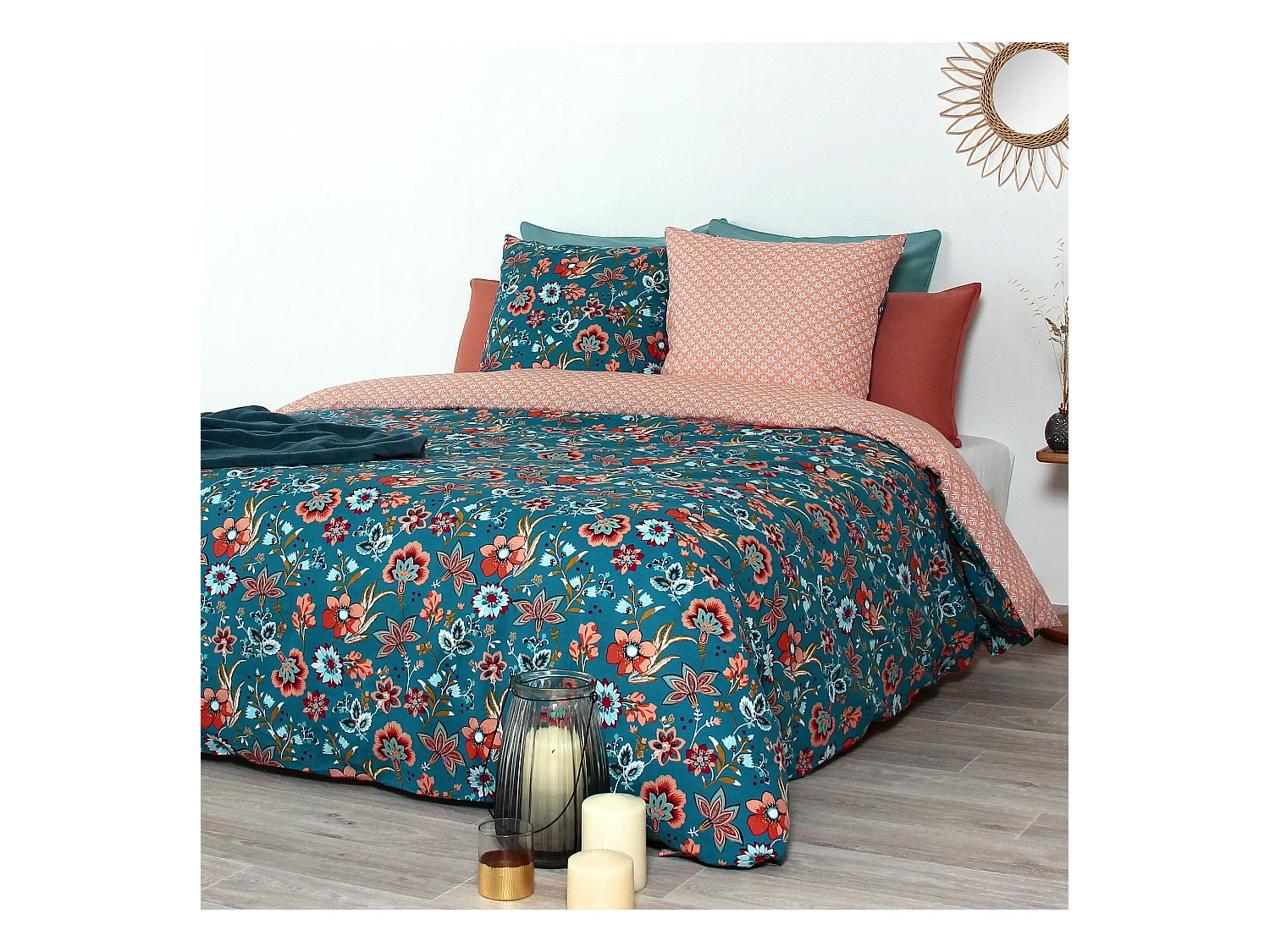 Parure de lit 260x240 cm coton biologique ISPRA Rose