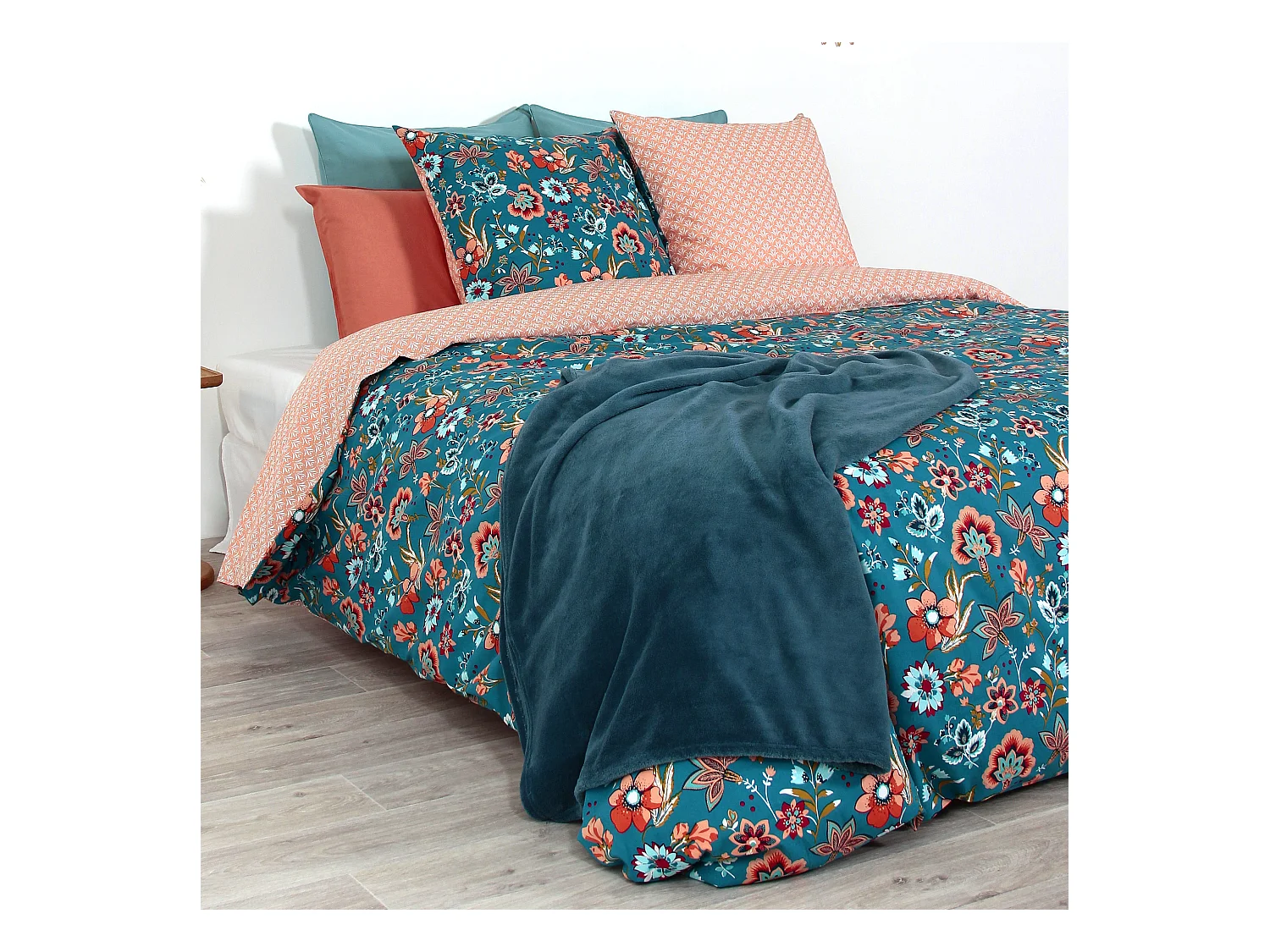 Parure de lit 260x240 cm coton biologique ISPRA Rose