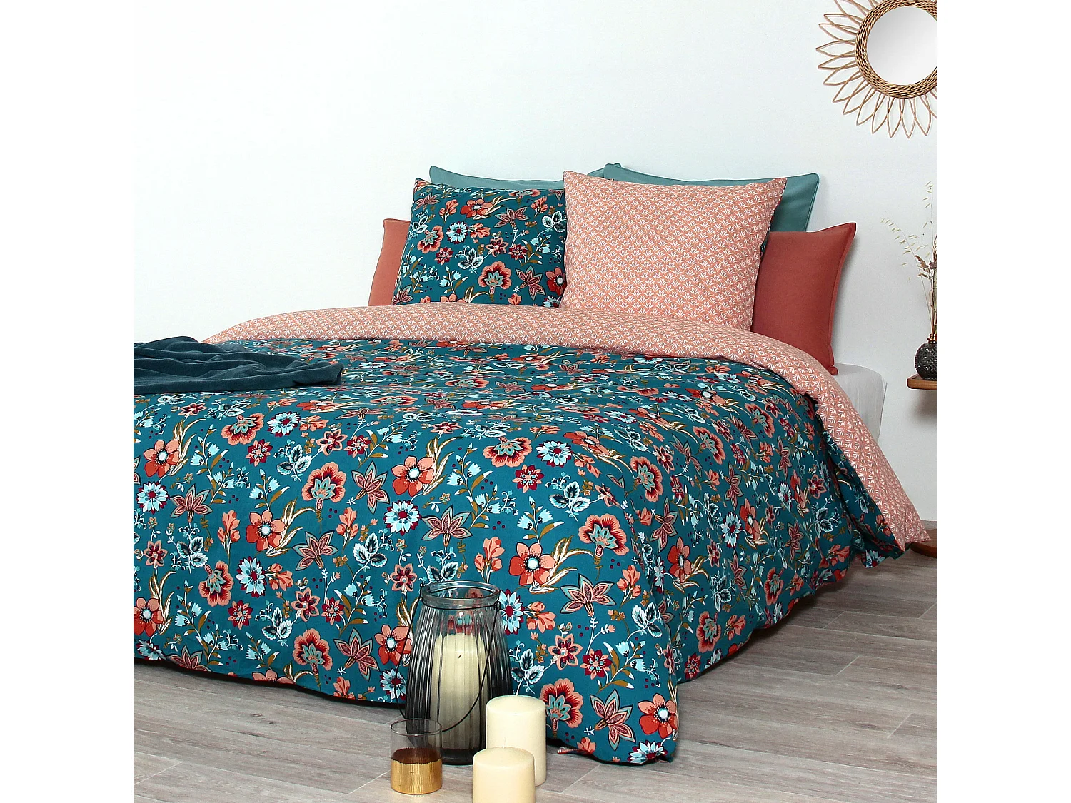 Parure de lit 260x240 cm coton biologique ISPRA Rose