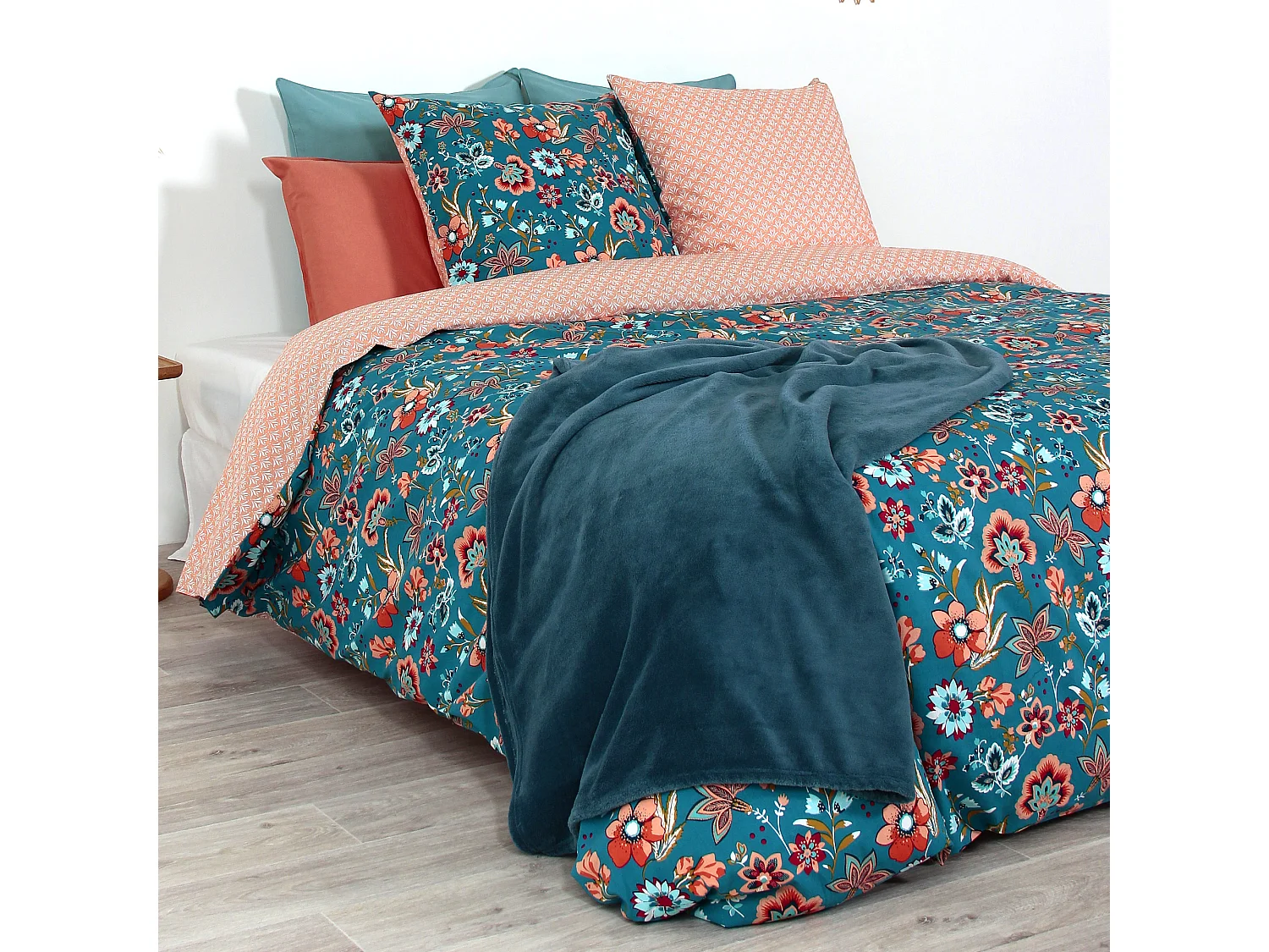 Parure de lit 260x240 cm coton biologique ISPRA Rose