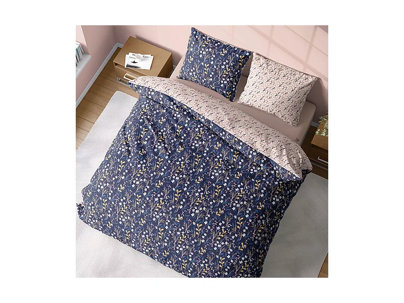 Parure de lit 260x240 cm coton biologique DOVE Bleu