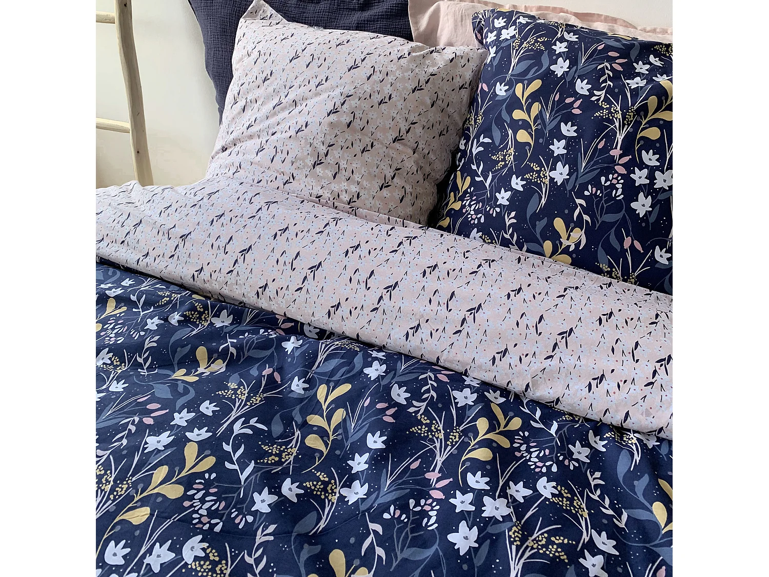 Parure de lit 260x240 cm coton biologique DOVE Bleu