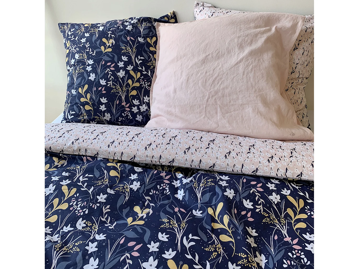 Parure de lit 260x240 cm coton biologique DOVE Bleu