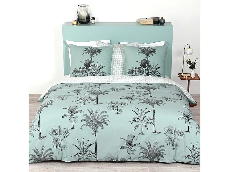 Parure de lit 240x220 cm coton biologique PASSADA Bleu Océan