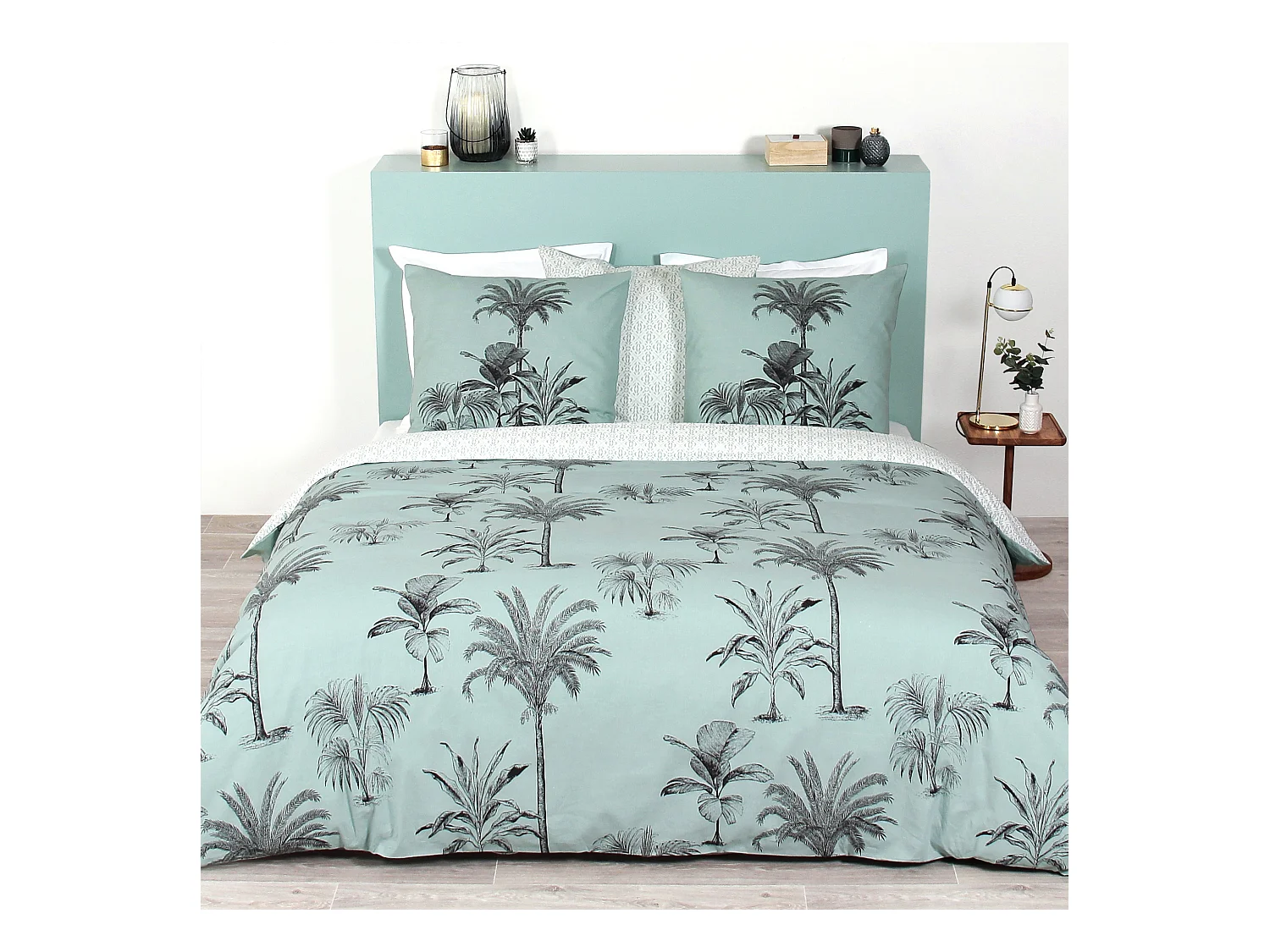 Parure de lit 240x220 cm coton biologique PASSADA Bleu Océan