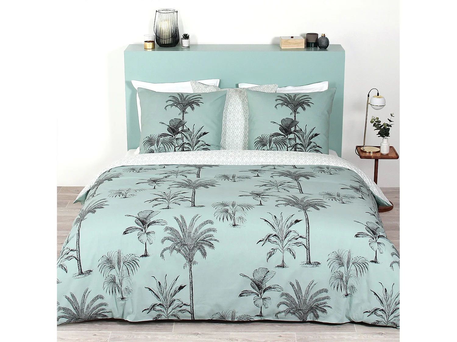 Parure de lit 240x220 cm coton biologique PASSADA Bleu Océan