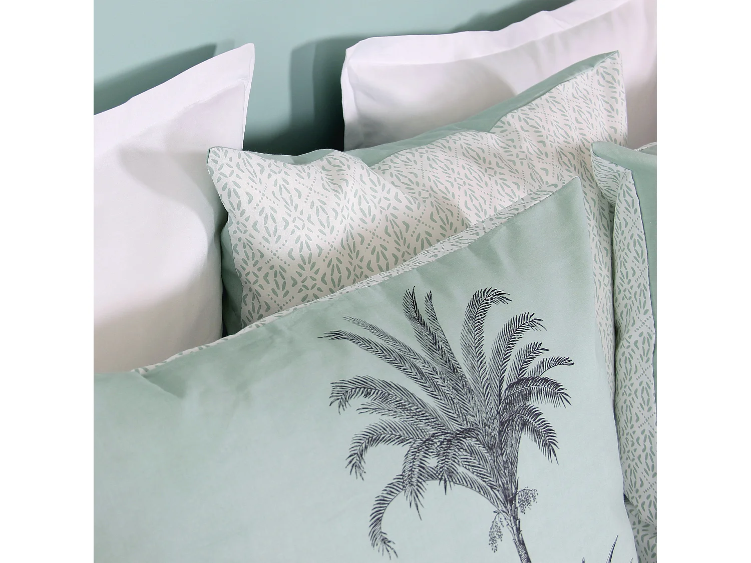 Parure de lit 240x220 cm coton biologique PASSADA Bleu Océan