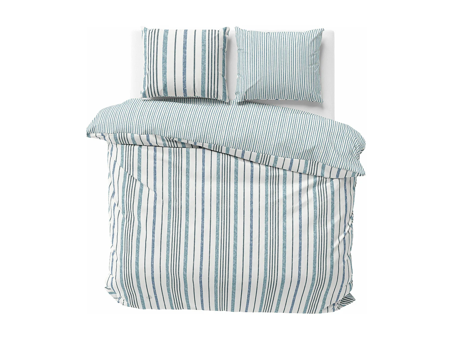 Parure de lit 260x240 cm coton + lyocell CALANQUE Bleu