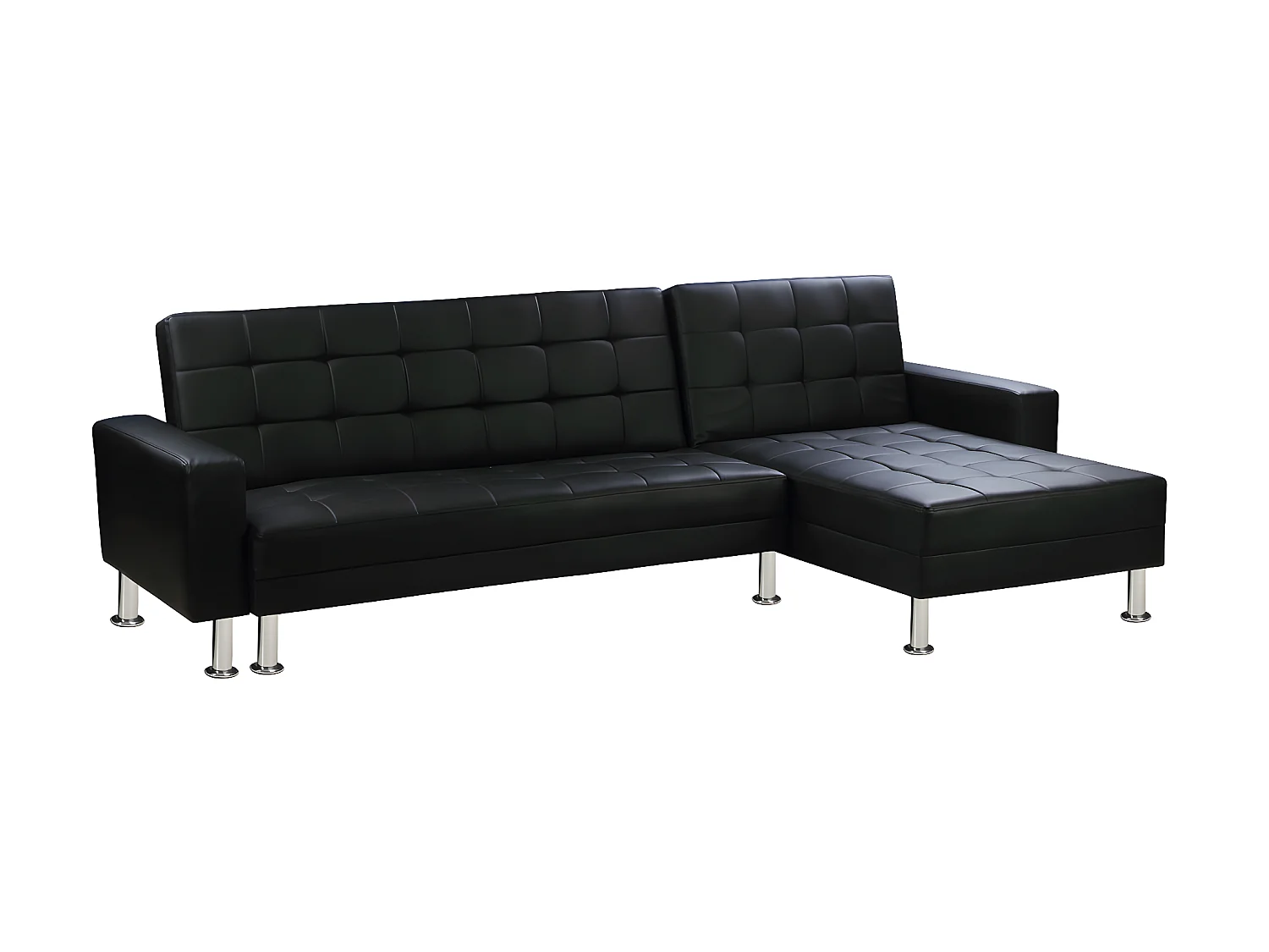 Ecksofa reversibel mit Schlaffunktion "Theo" - 258 x 82/147 x 82 cm - 4 Personen - Schwarz