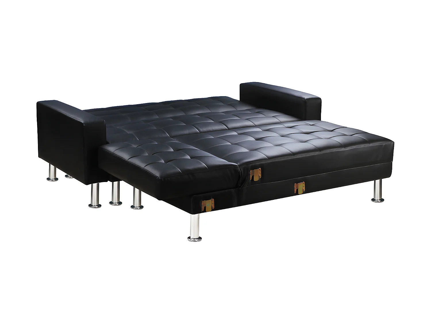 Ecksofa reversibel mit Schlaffunktion "Theo" - 258 x 82/147 x 82 cm - 4 Personen - Schwarz