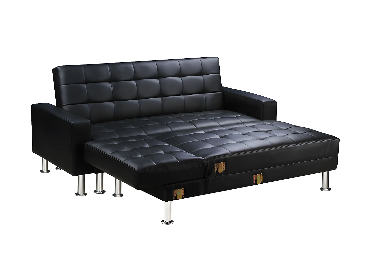 Canapé d'angle convertible et réversible "Theo" - 258 x 82/147 x 82 cm - 4 places - Noir