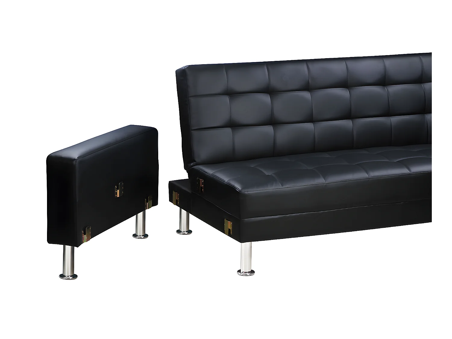 Canapé d'angle convertible et réversible "Theo" - 258 x 82/147 x 82 cm - 4 places - Noir
