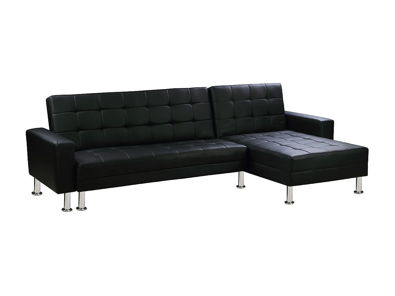Canapé d'angle convertible et réversible "Theo" - 258 x 82/147 x 82 cm - 4 places - Noir