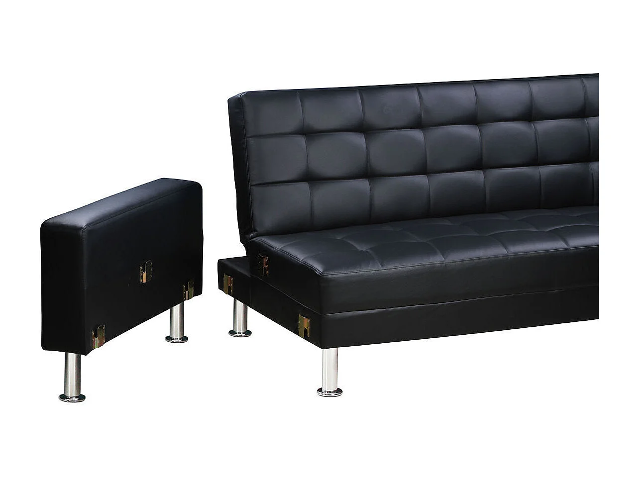 Canapé d'angle convertible et réversible "Theo" - 258 x 82/147 x 82 cm - 4 places - Noir