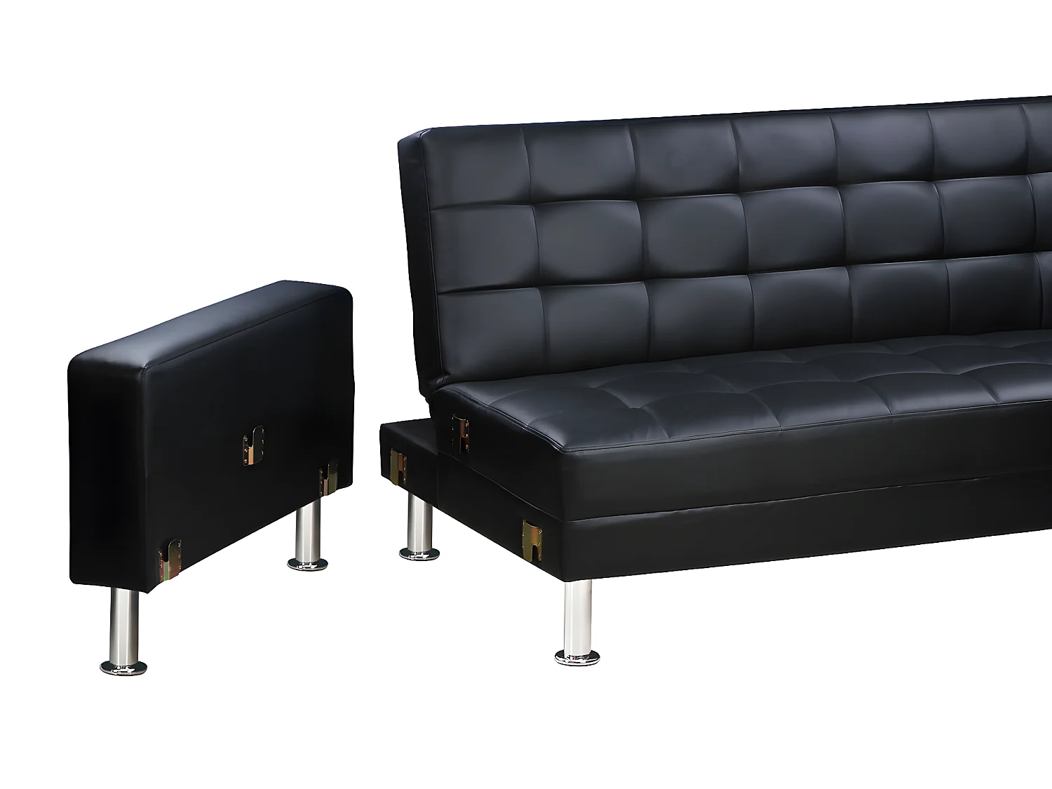 Kanapa narożna "Theo" z możliwością zmiany układu (lewostronny lub prawostronny) - Rozkładana - 4 miejsca - Czarna - 258 x 82/147 x 82 cm