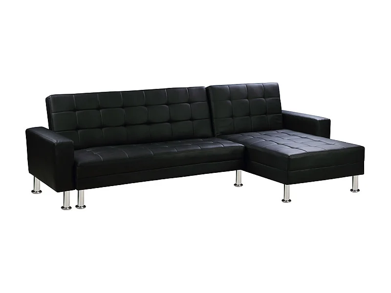 Hoekbank slaapbank meubel links of rechts bank "Theo" - 258 x 82/147 x 82 cm - 4 zits - Zwart