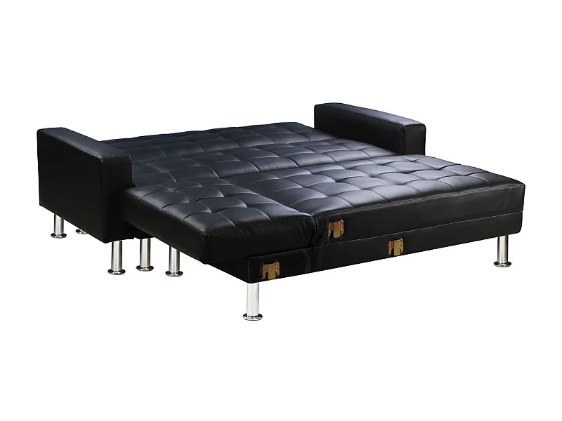 Canapé d'angle convertible et réversible "Theo" - 258 x 82/147 x 82 cm - 4 places - Noir